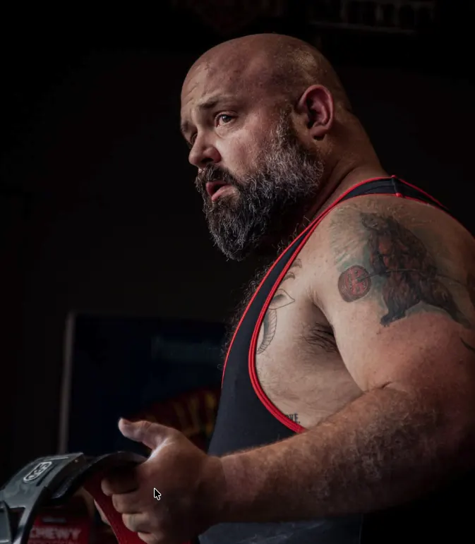 Strength athlete preparing to lift